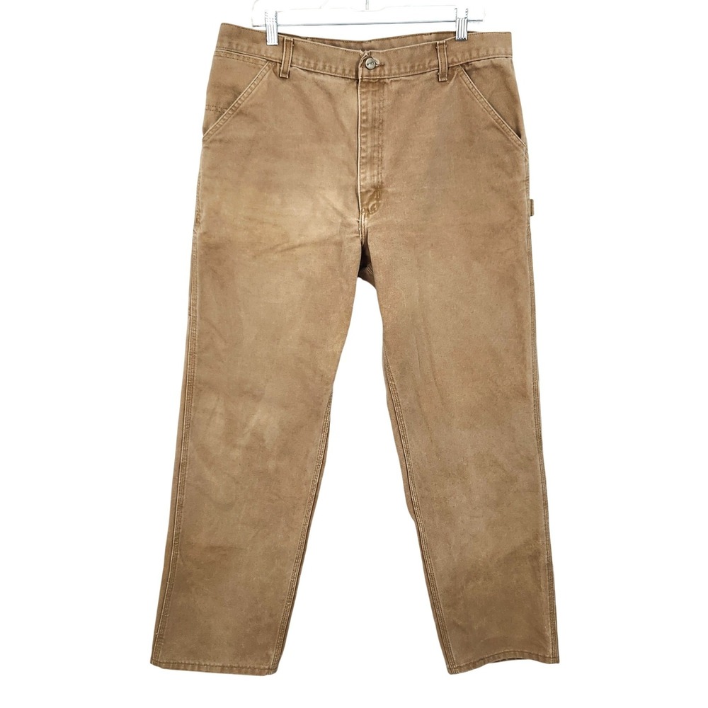 Vintage Carhartt Duck Canvas Carpenter‎ Pants 36x31 Tan Utility Relaxed USA Made